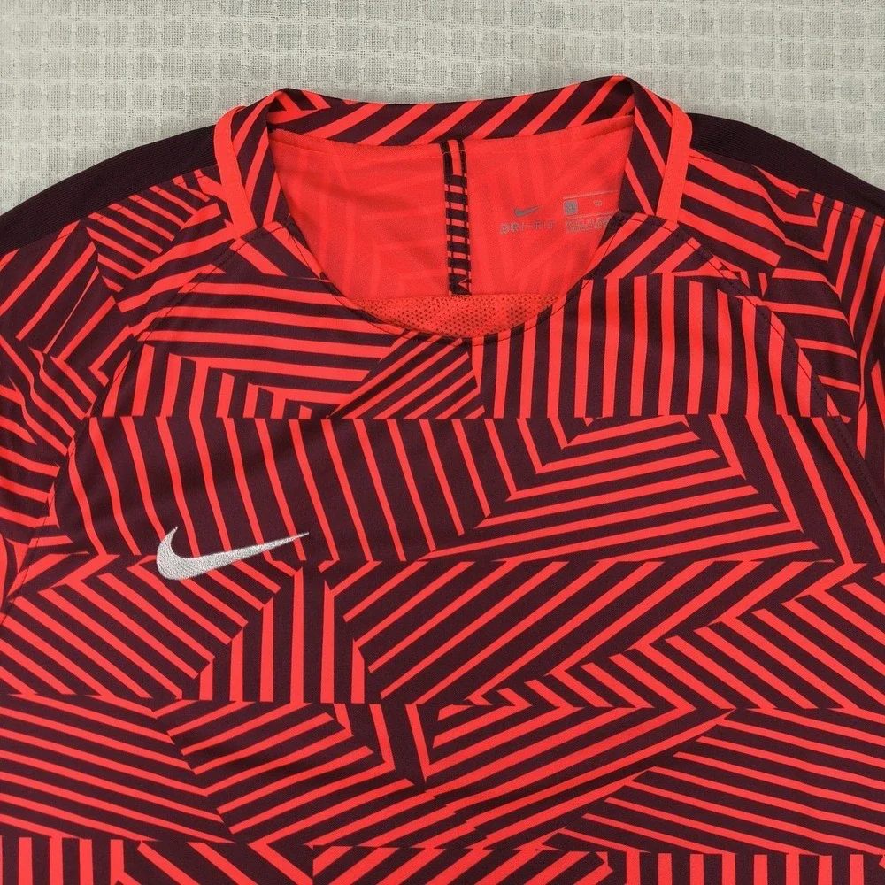Nike Dri-FIT Strike Soccer Training Jersey Mens XL Red Black Geometric Stripe‎